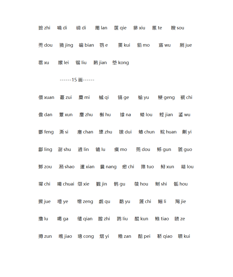 难读汉字查拼音表第16页