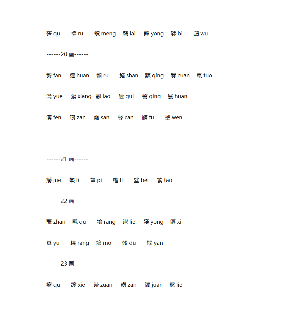 难读汉字查拼音表第20页