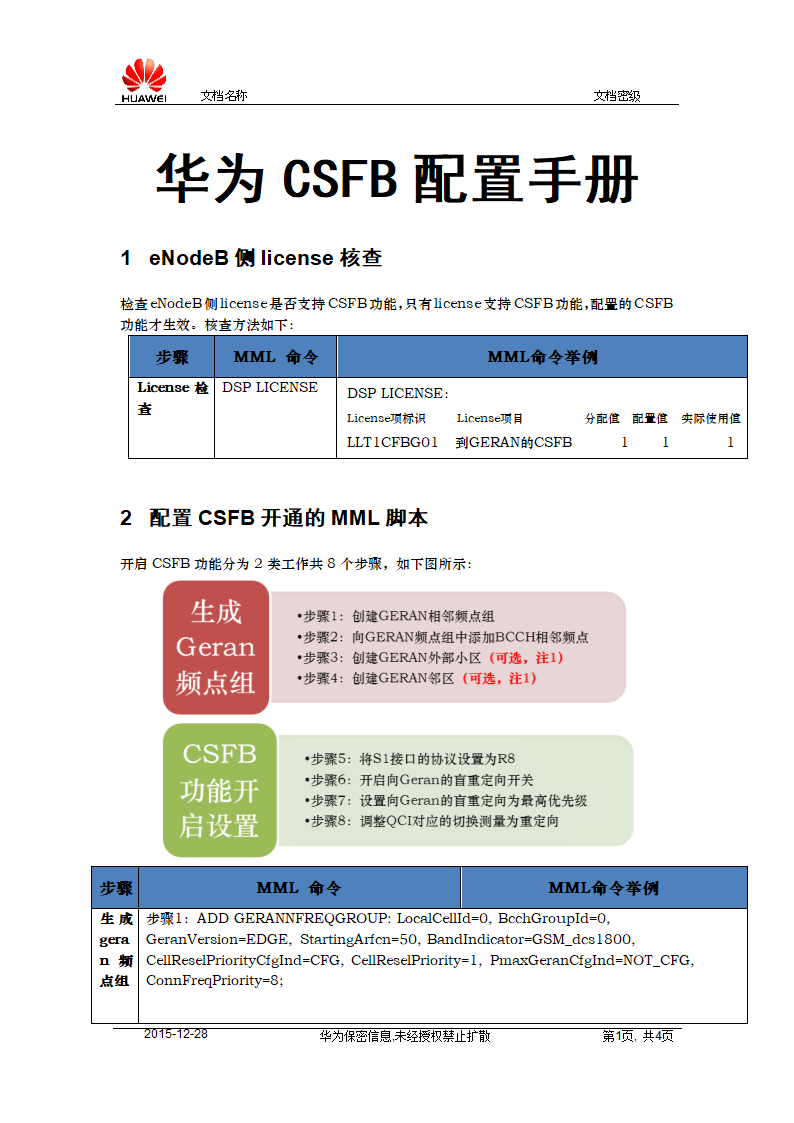 华为CSFB配置手册(华为)第1页