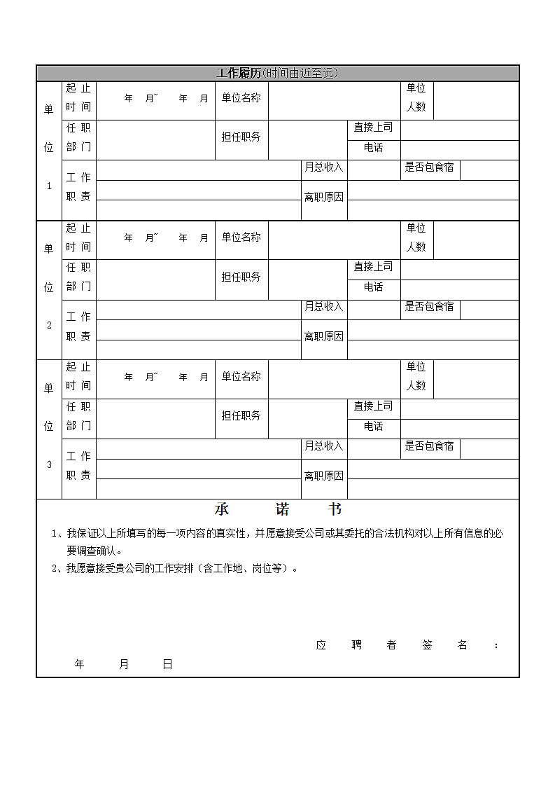 应聘人员信息登记表第2页