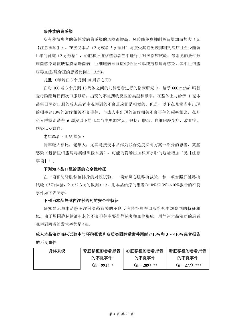 吗替麦考酚酯胶囊说明书 - 罗氏中国第4页