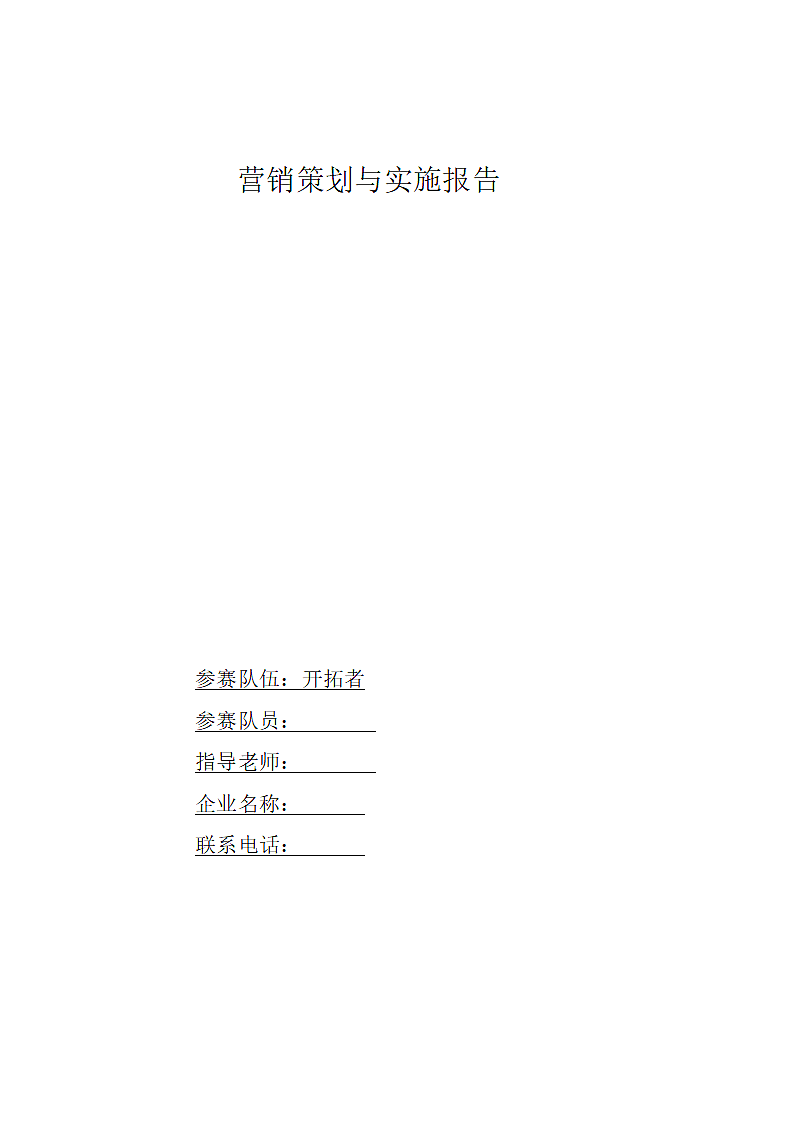 手机营销策划与实施报告第1页
