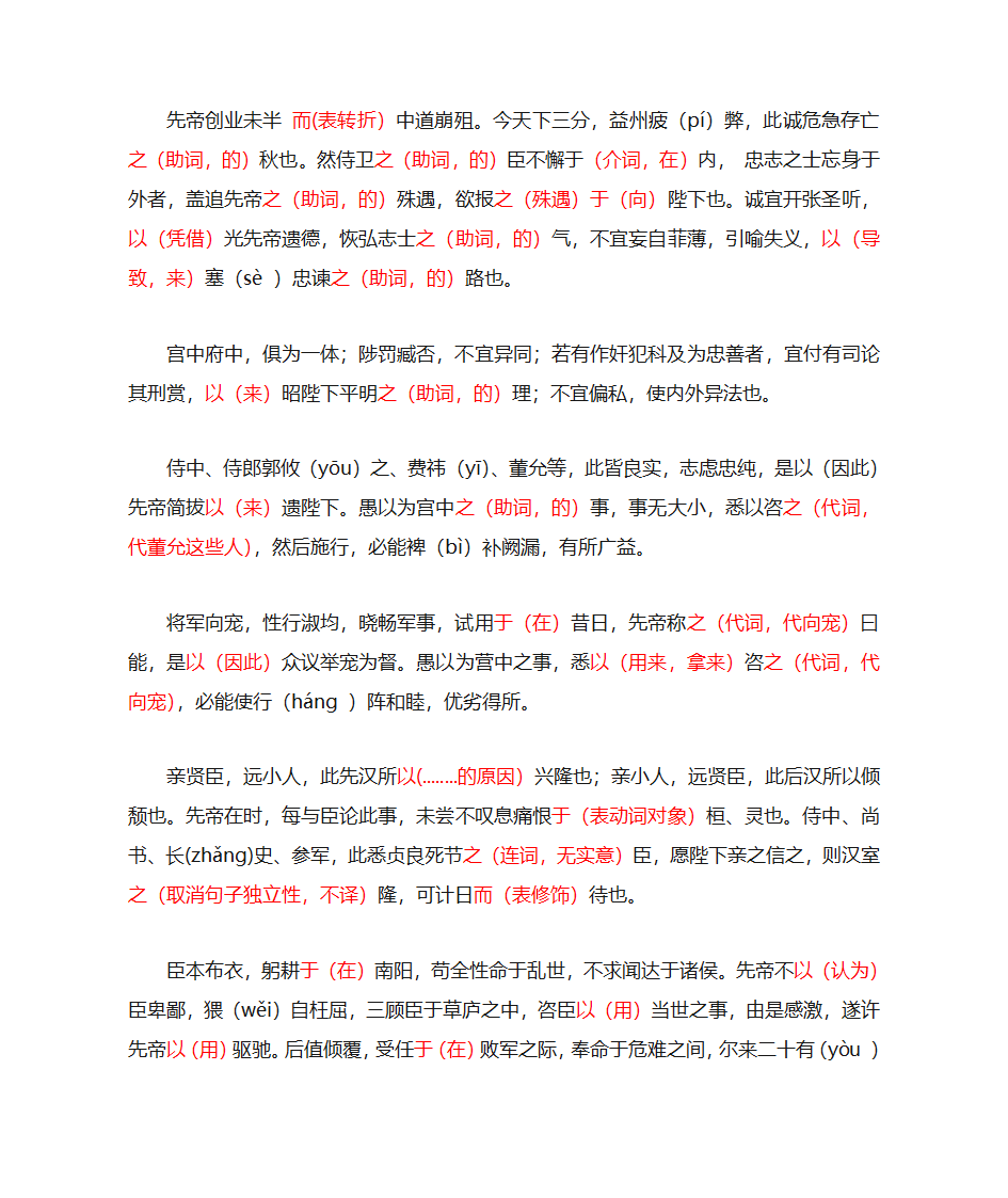 出师表的虚词用法第1页