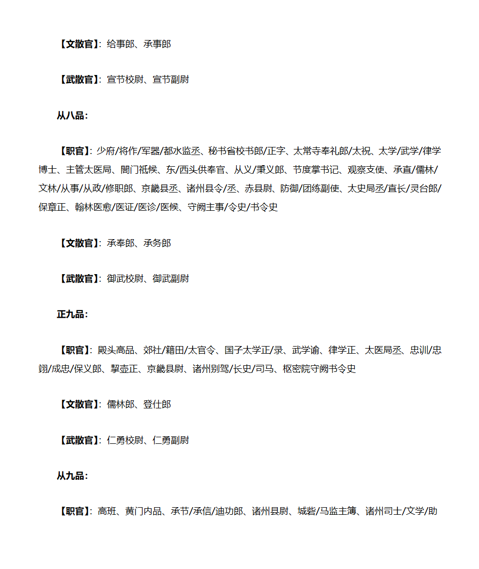 宋朝官职等级第8页