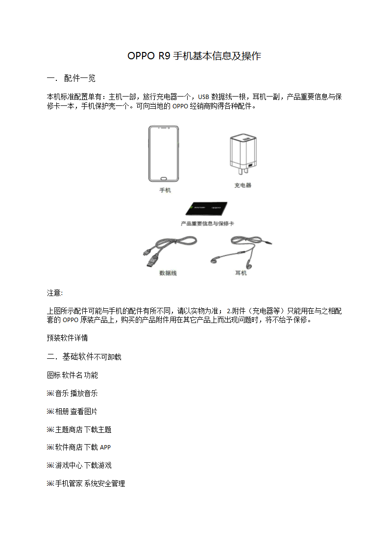 OPPO R9手机基本信息及操作第1页