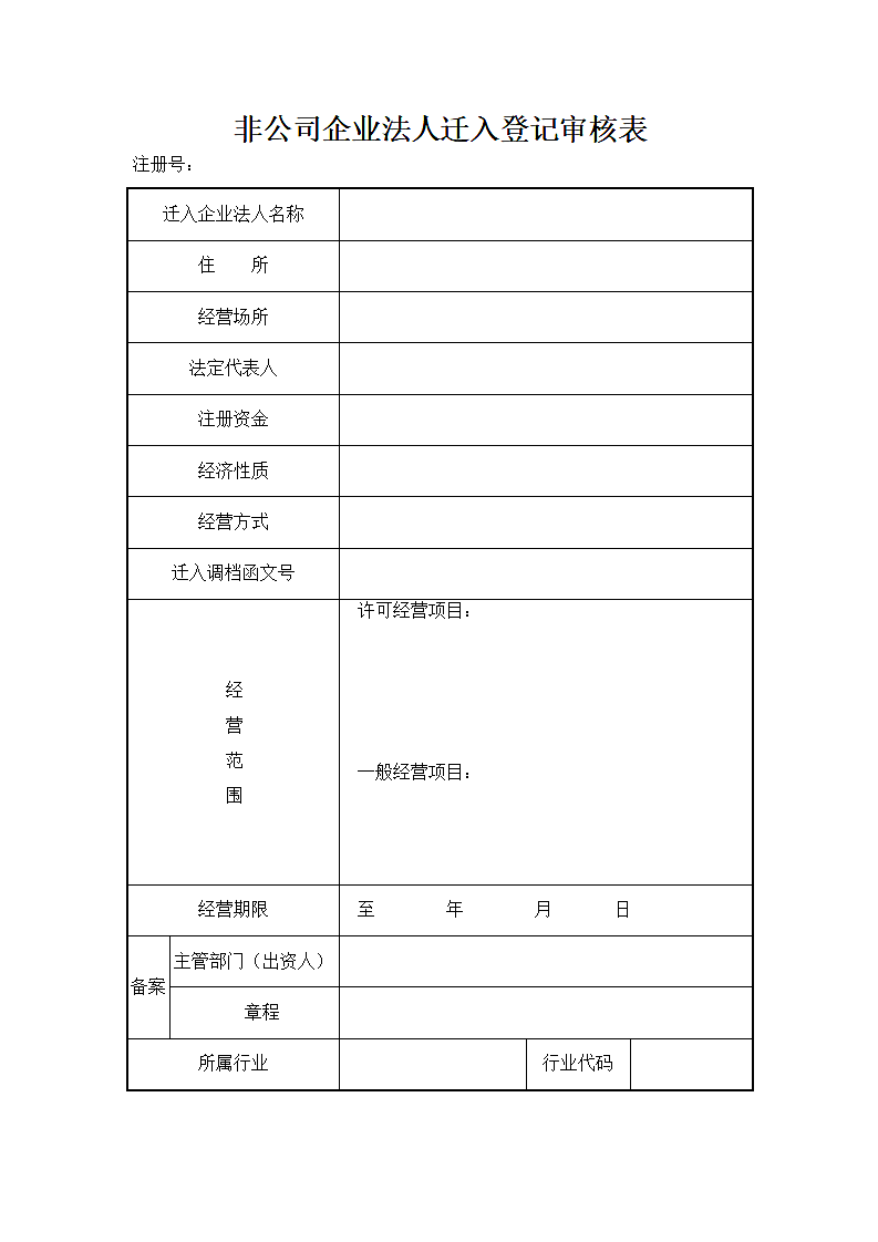 非公司企业法人迁入登记审核表.docx第1页