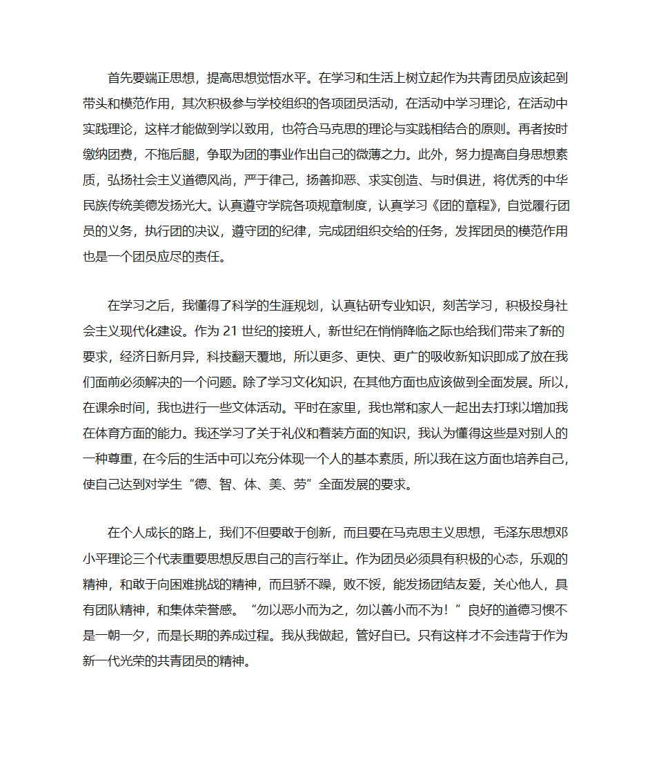 团员教育评议自我小结第8页