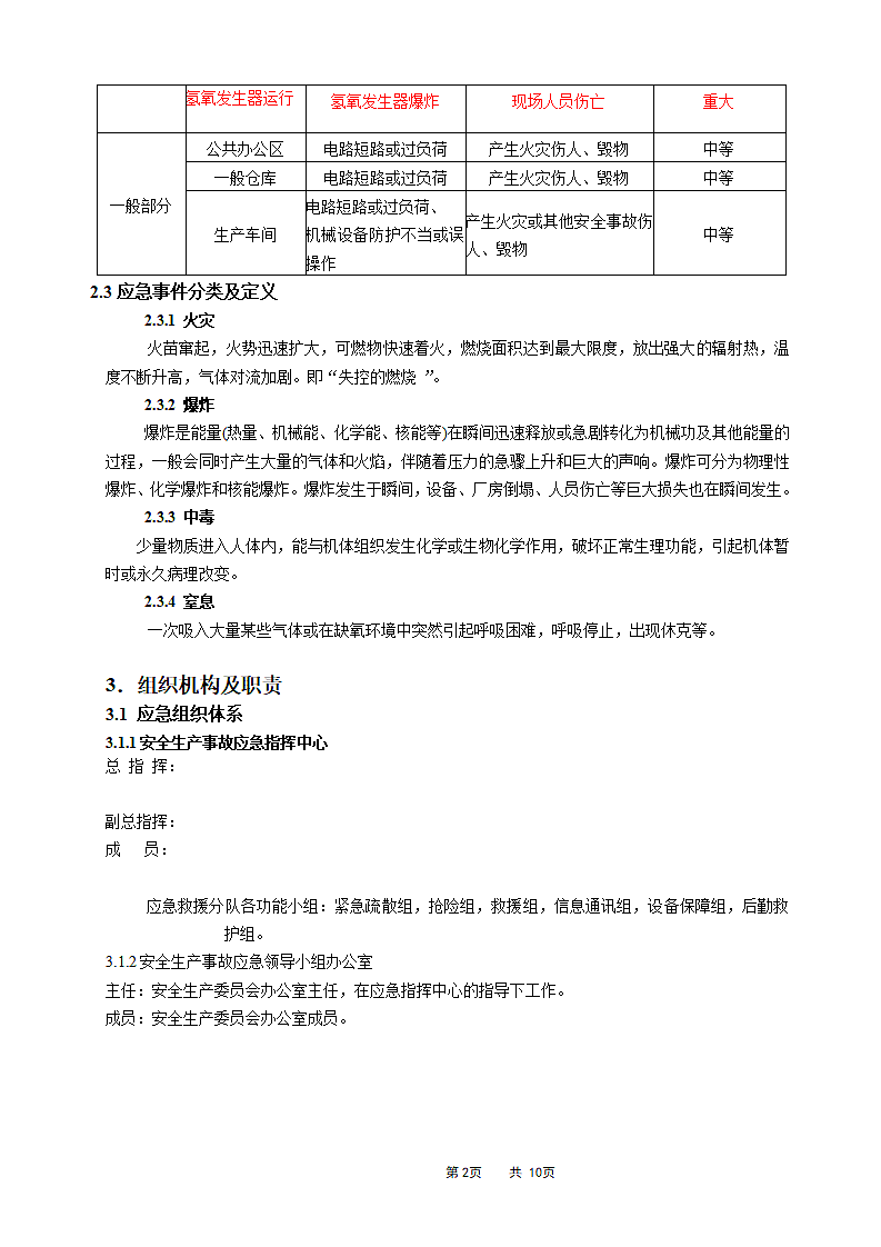 安全生产应急预案（综合方案可备案）.doc第2页