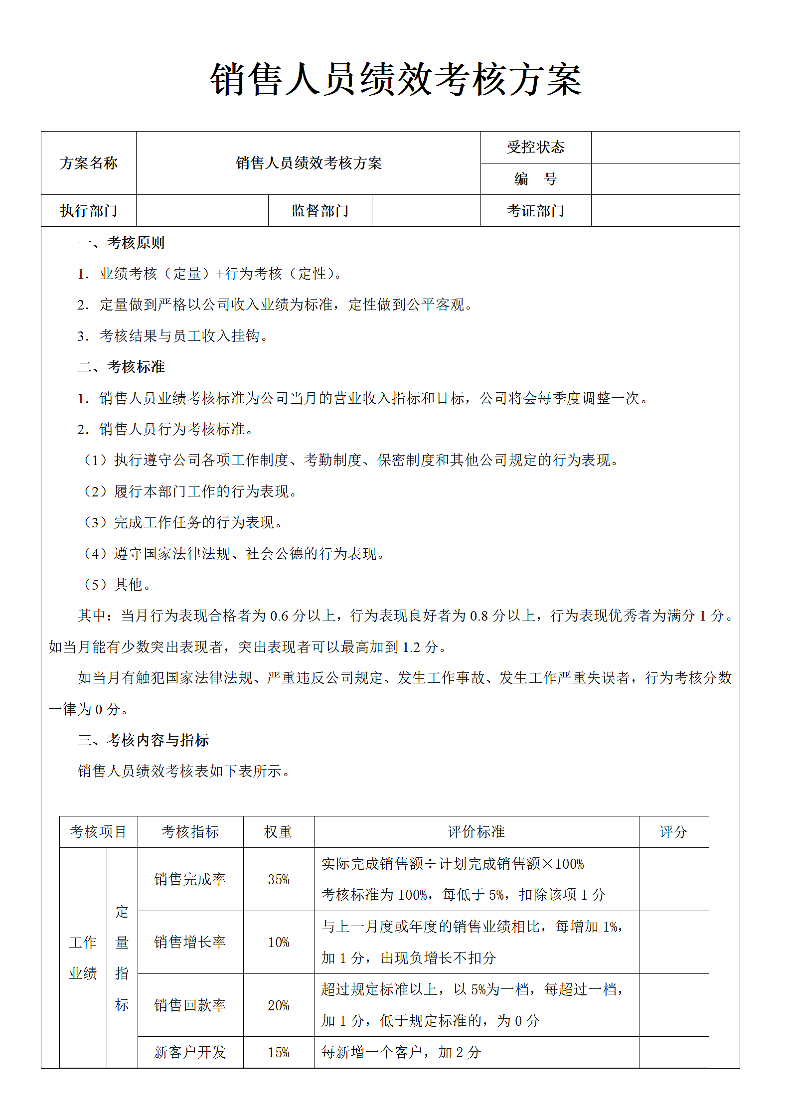 销售人员绩效考核方案.doc第1页