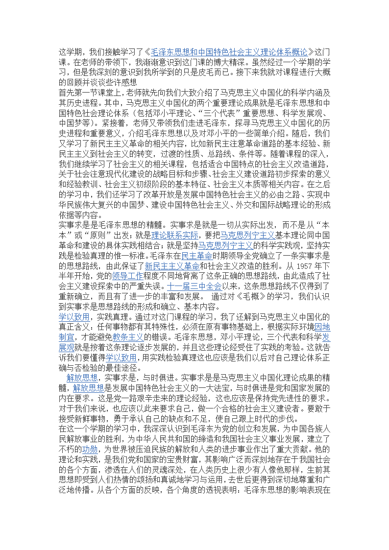 毛概思想报告第1页