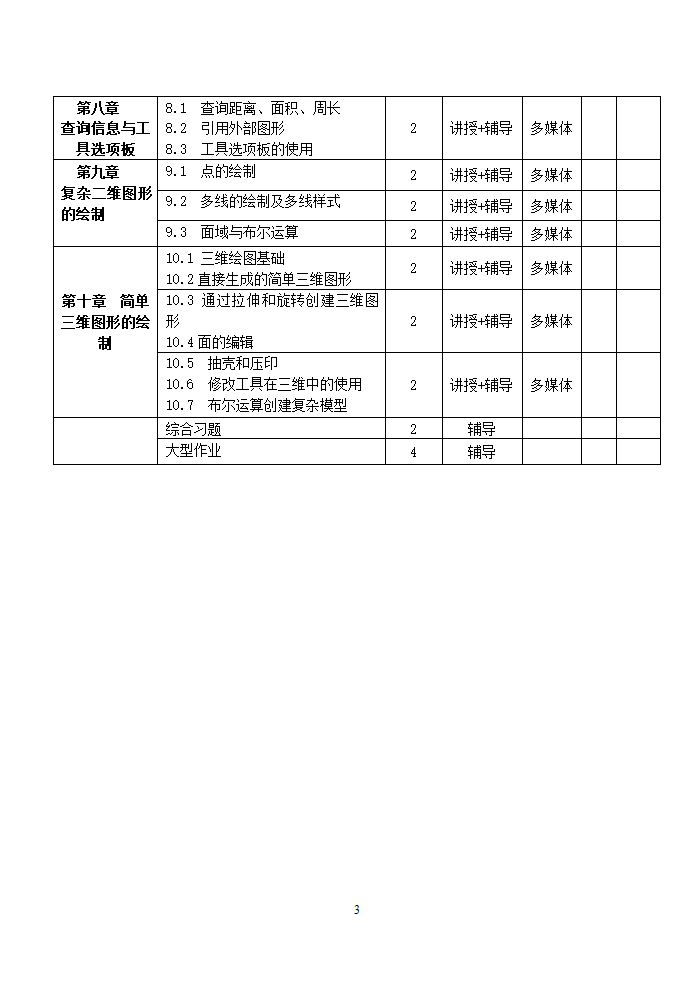 CAD授课计划(52节计划)第4页