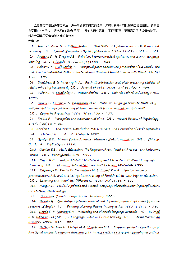 音乐能力影响中国大学生英语语音能力的实证研究第9页