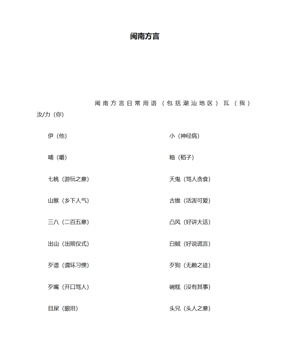 闽南方言第1页