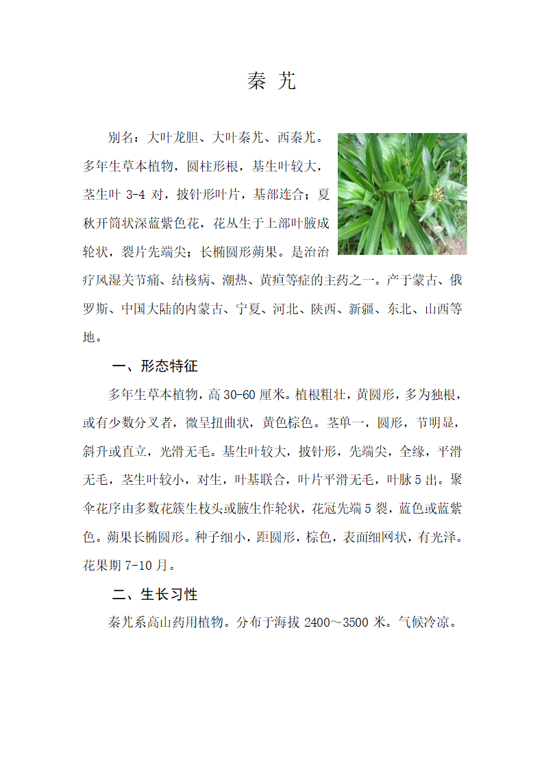 秦艽的栽培技术第1页