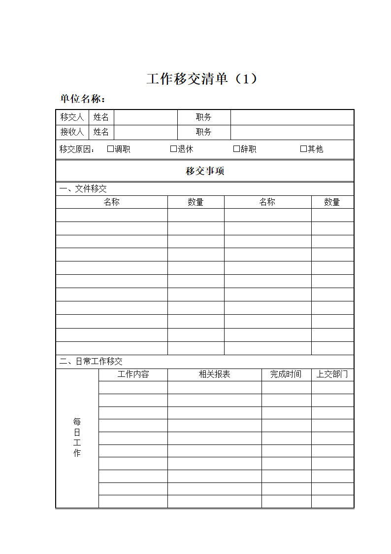 工作交接清单第1页