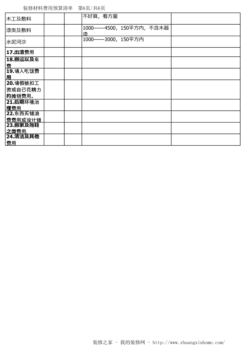 装修预算清单第6页