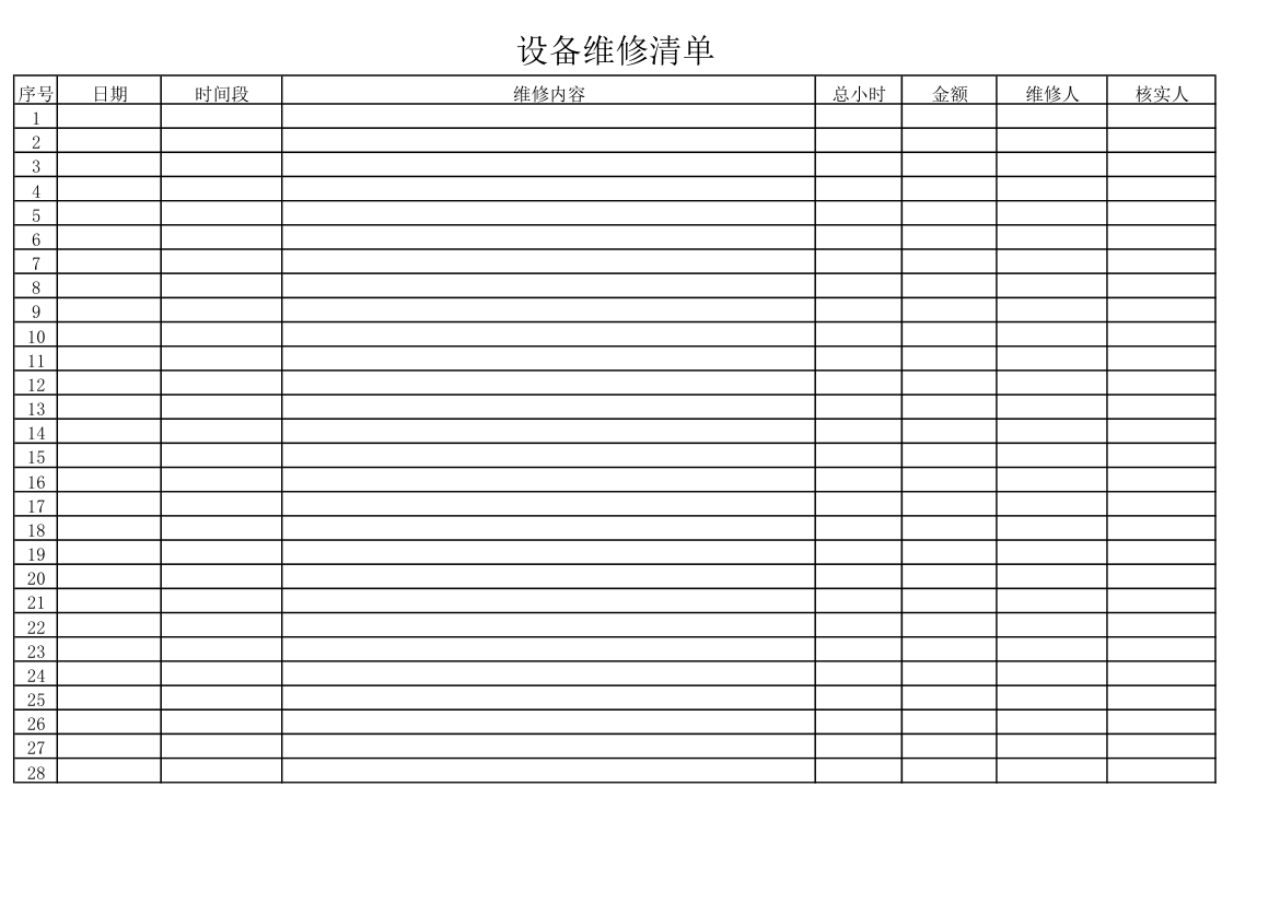 设备维修清单第1页