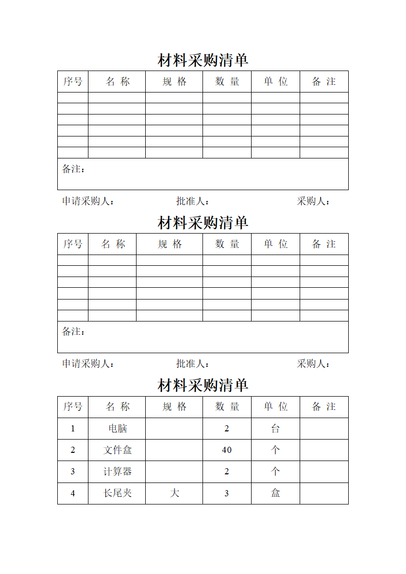 材料采购清单第1页