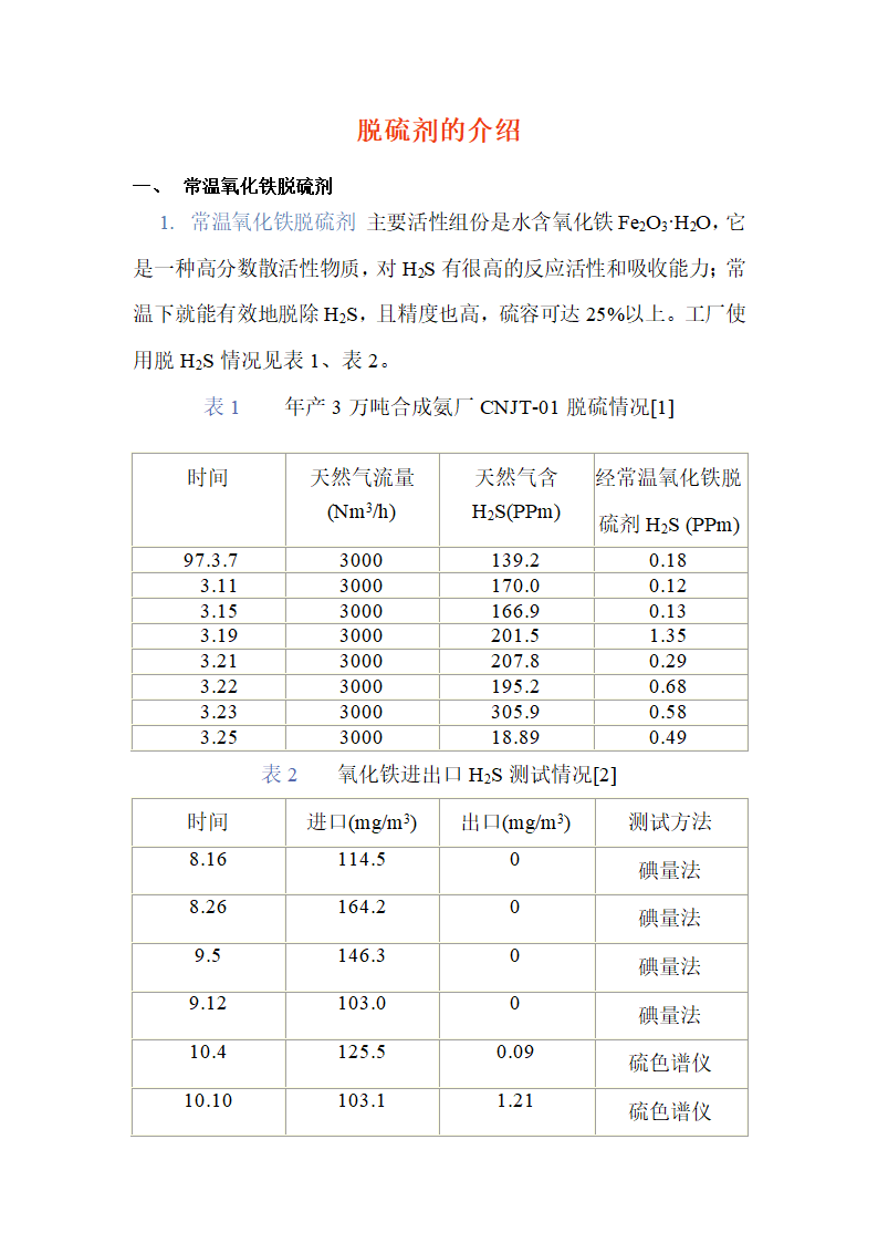 脱硫剂的介绍第1页