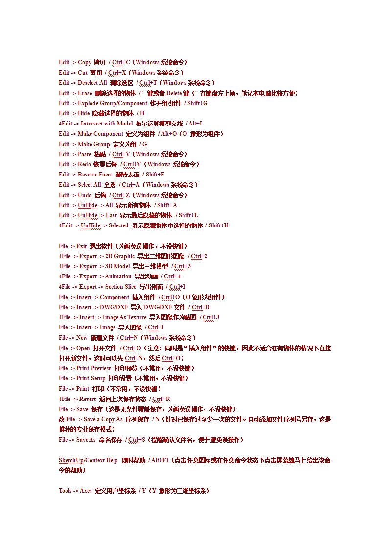 SketchUp统一快捷键设定.doc第2页