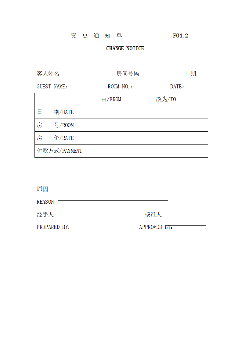 酒店前厅部工作表格全.docx第2页