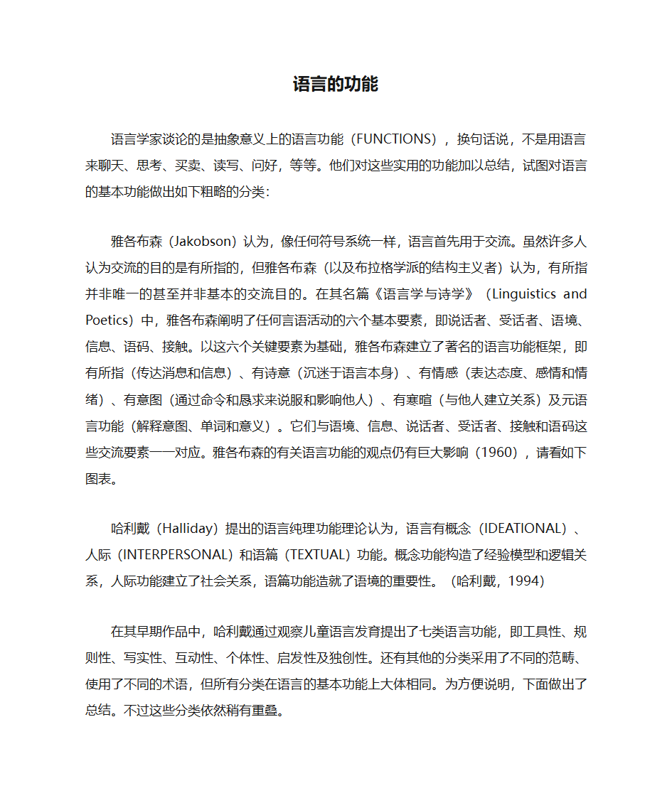 语言的功能