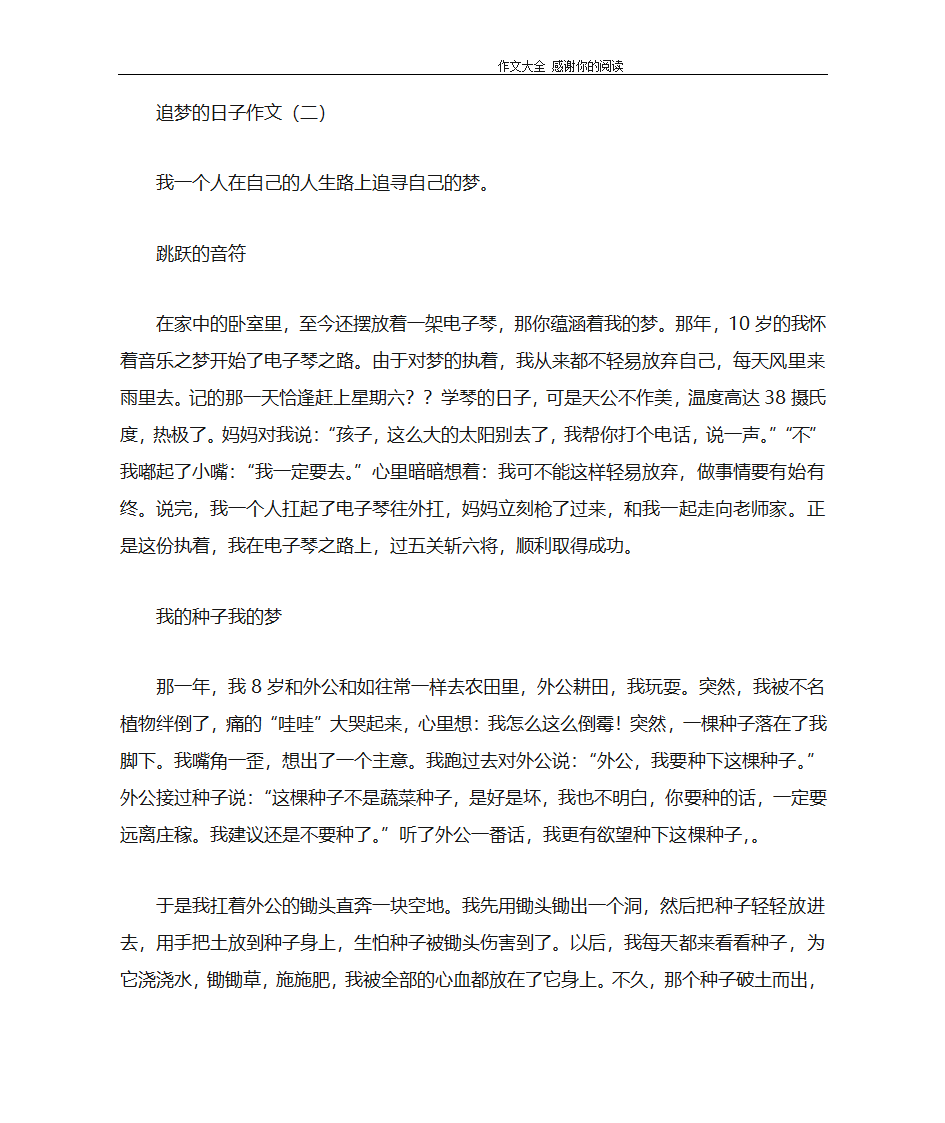 追梦的日子作文第2页