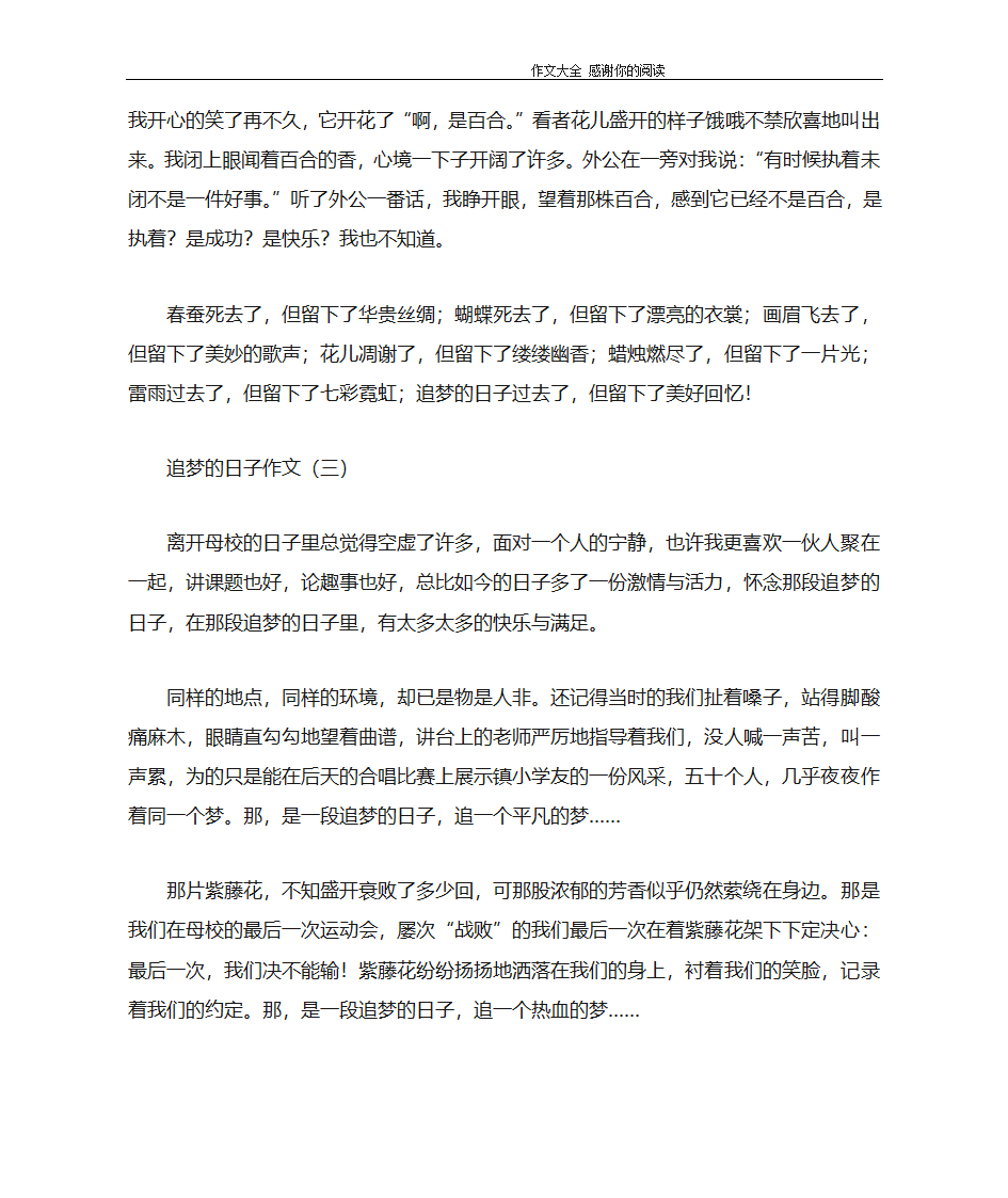 追梦的日子作文第3页