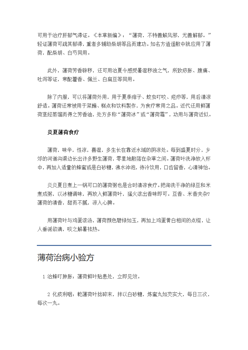 薄荷的三大养生功效：疏泄肝气及薄荷治病小验方第2页