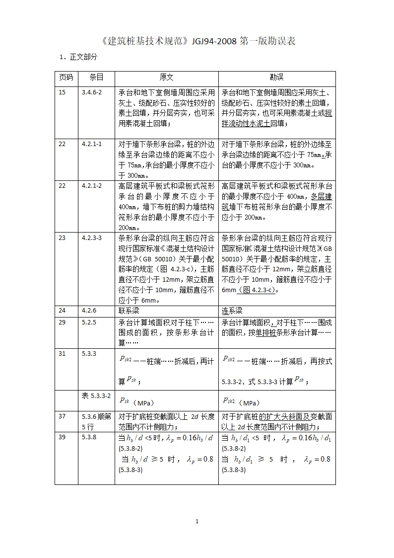 《建筑桩基技术规范》2008勘误表