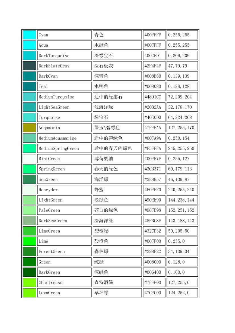 RGB颜色对照表第3页