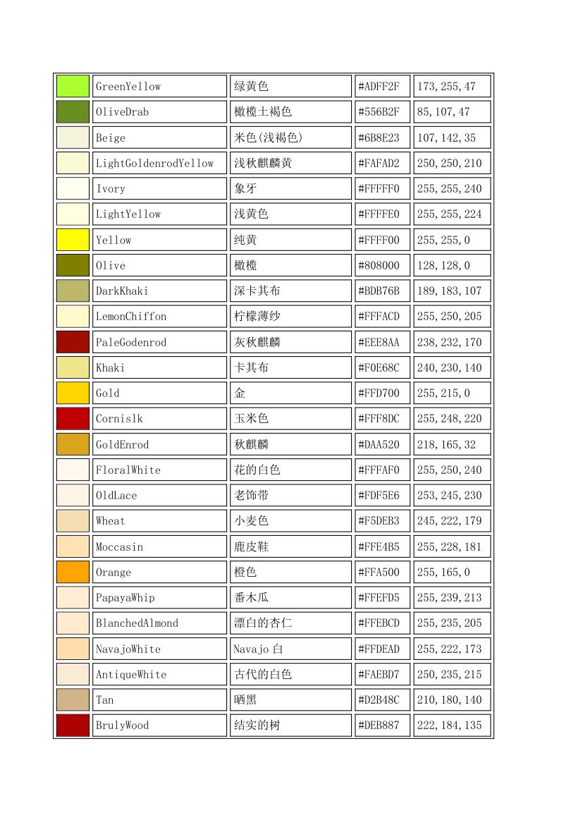 RGB颜色对照表第4页