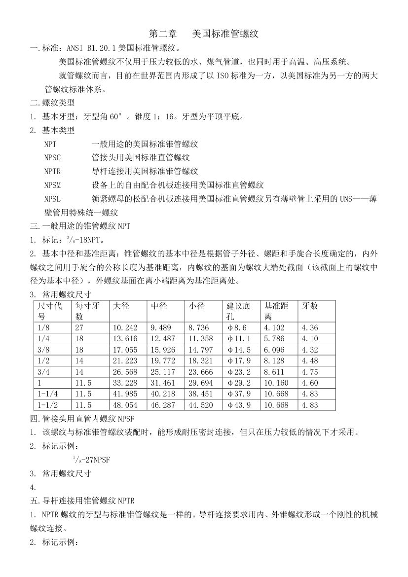 常规螺纹及NPT螺纹规格第5页