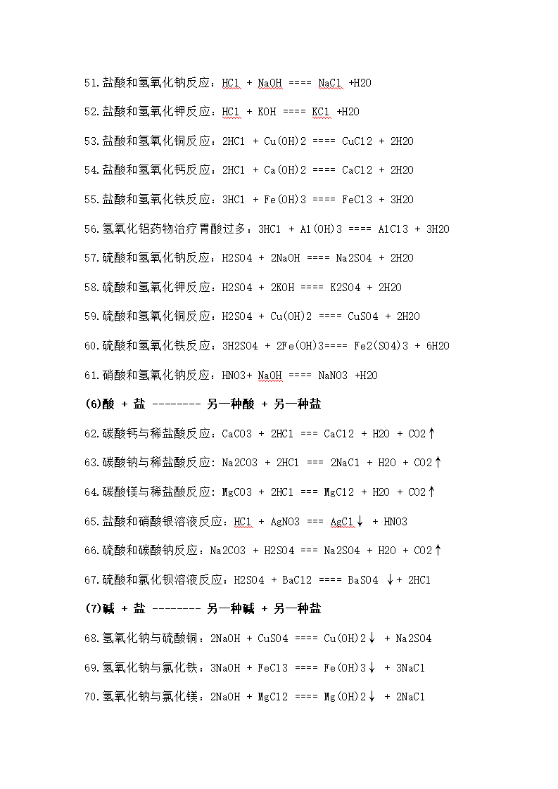 初中化学方程式总结第4页