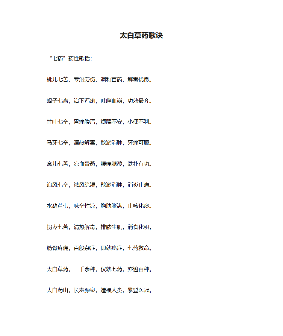 太白草药歌诀第1页