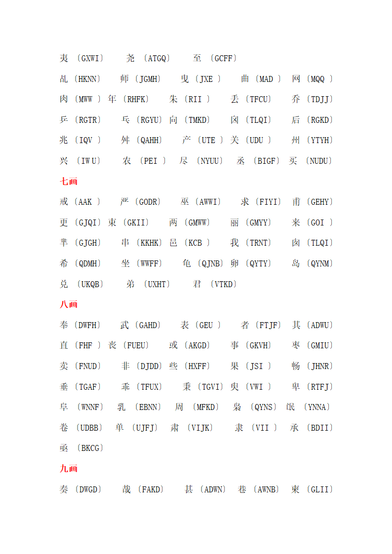 五笔难拆字表第3页