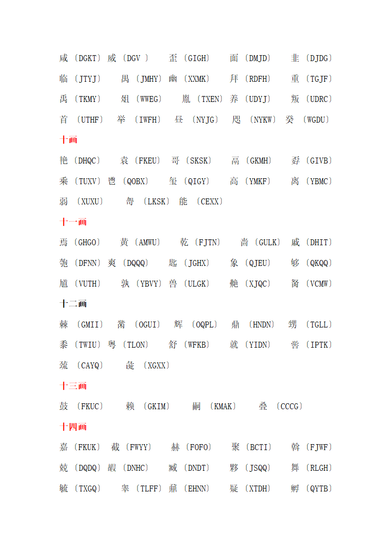 五笔难拆字表第4页