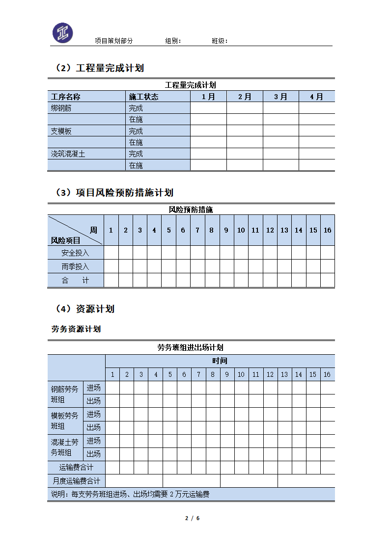 项目策划工具表第2页