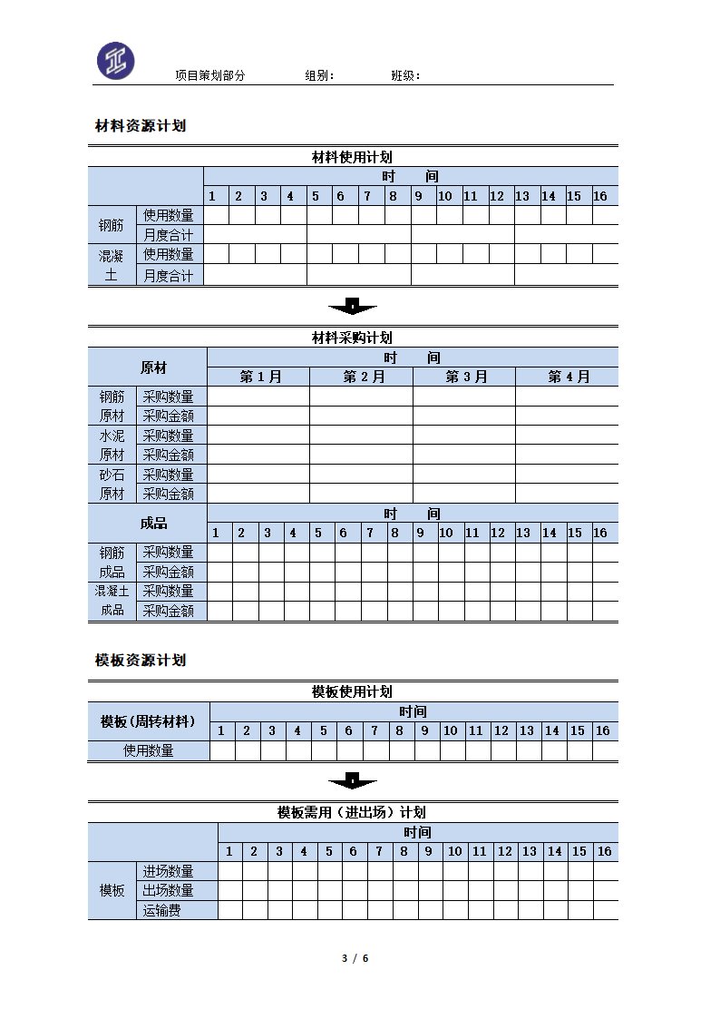 项目策划工具表第3页