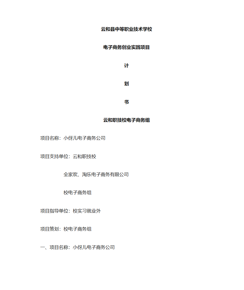 项目名称策划第1页