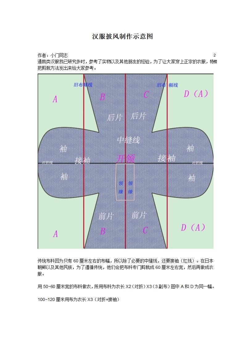 汉服披风制作示意图第1页