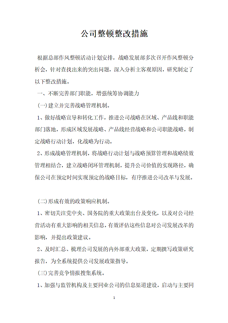 公司整顿整改措施.docx