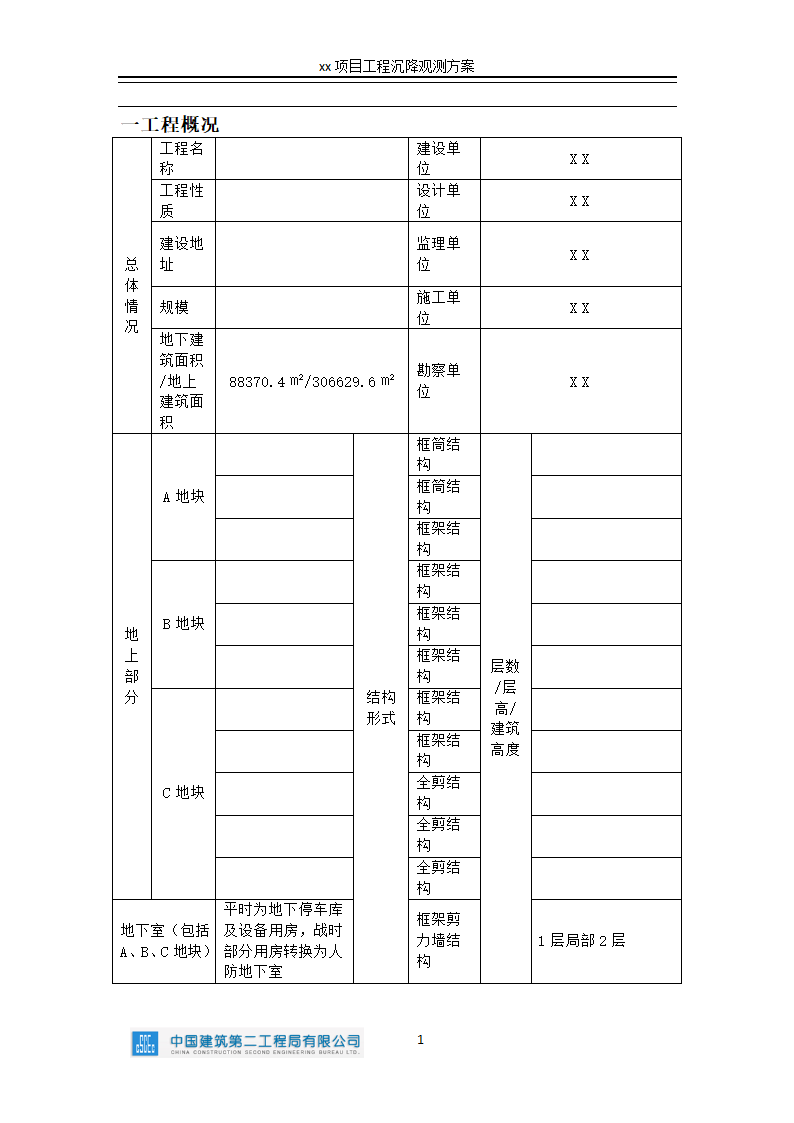 项目沉降观测方案第1页