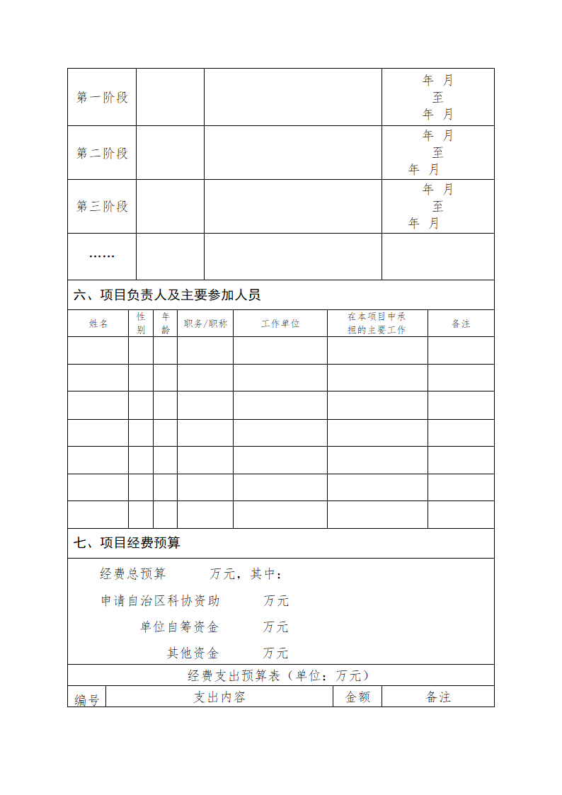 科研项目申报书第5页