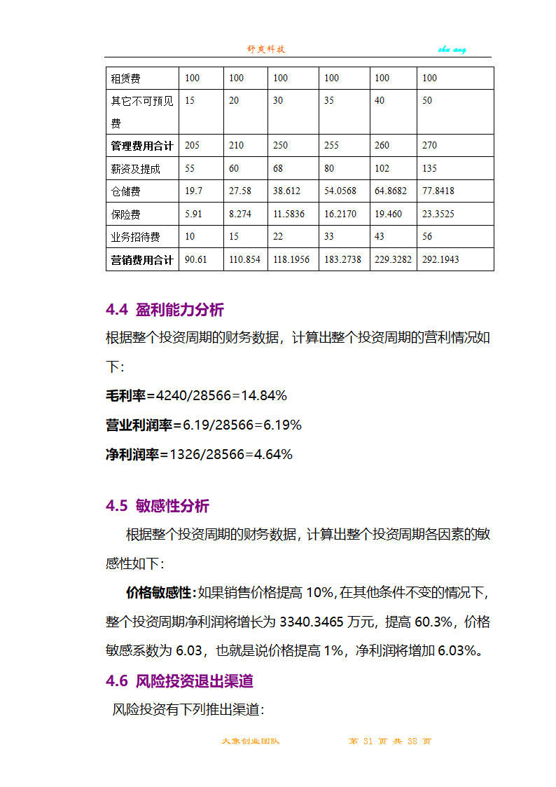 创业计划书第31页