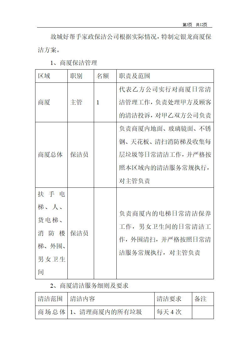 商场保洁计划书第3页