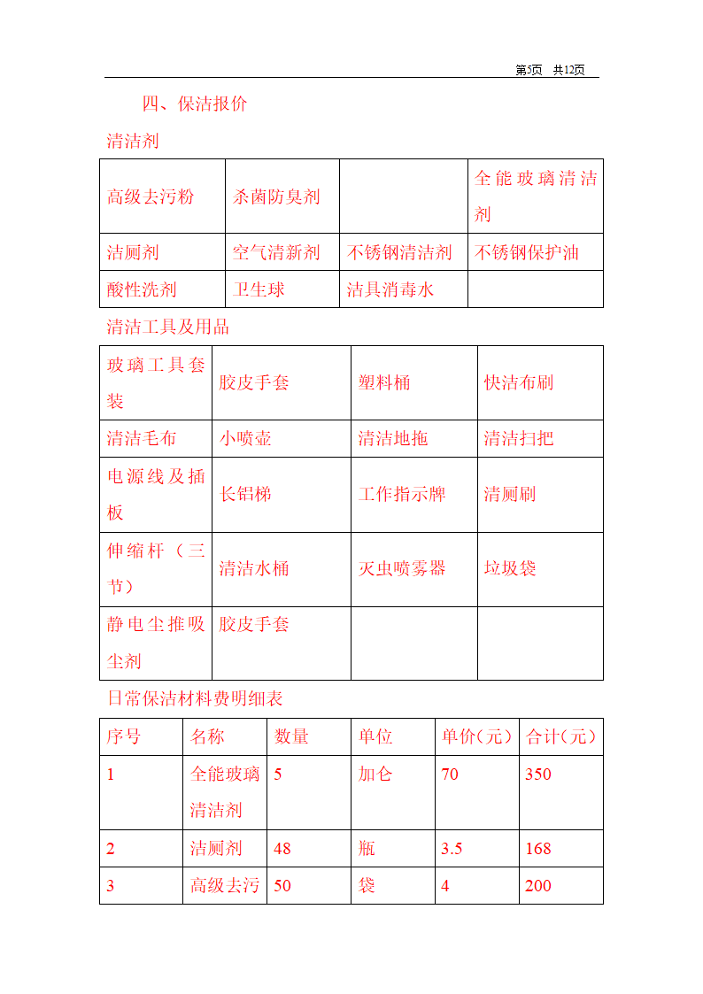 商场保洁计划书第5页