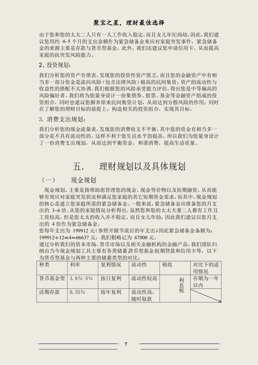 理财规划建议书第7页