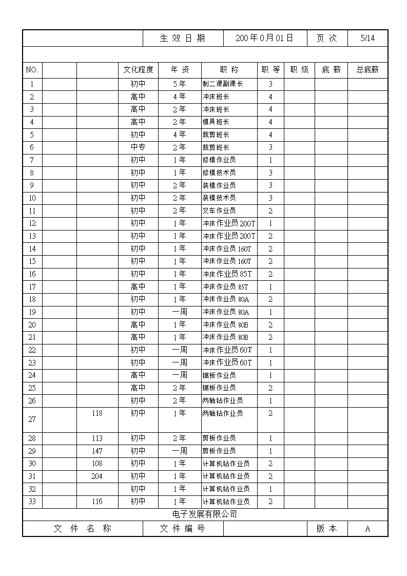 XX电子发展公司职位分析表.doc第5页