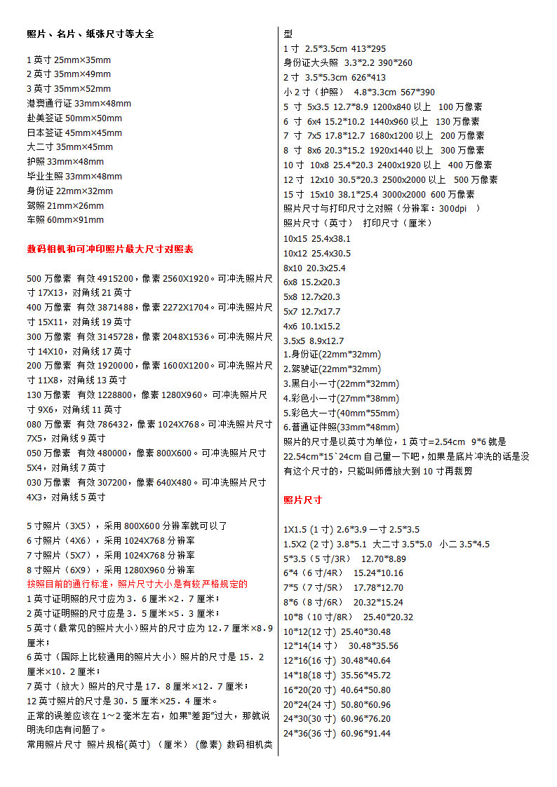 尺寸换算第1页